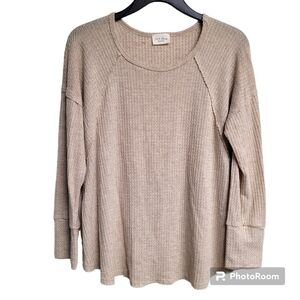 143 Story By Line Up Cream Waffle Knit Swing Top